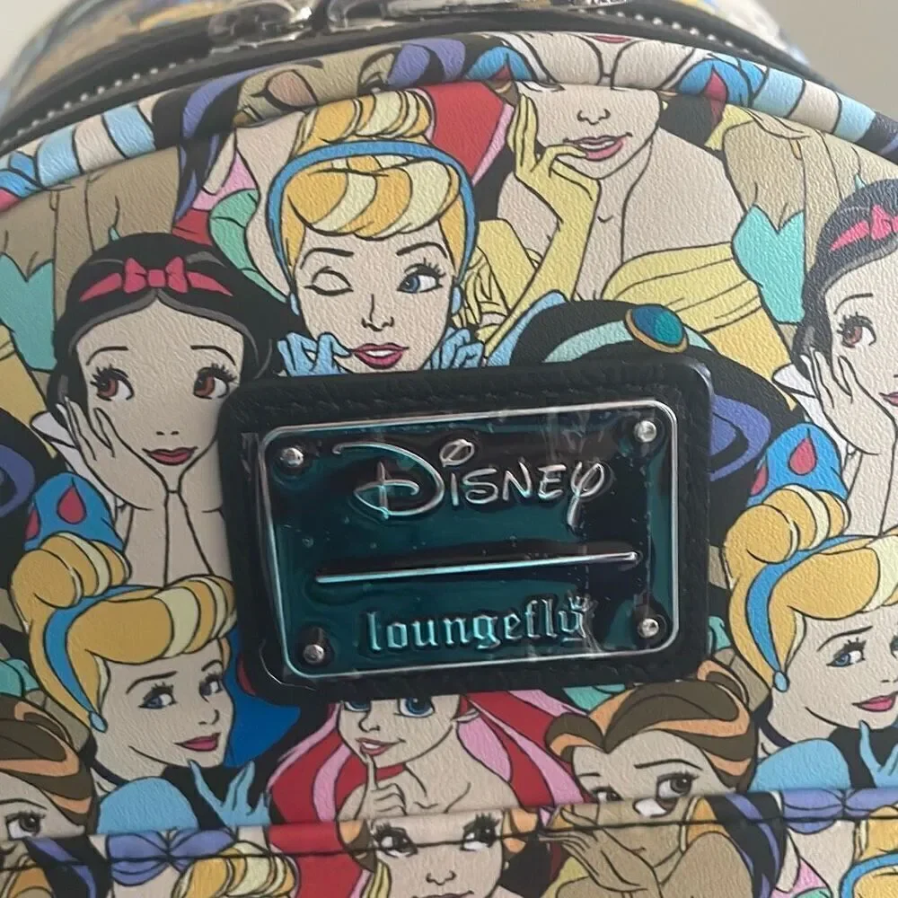 New loungefly Disney princesses all over print mini backpack book bag